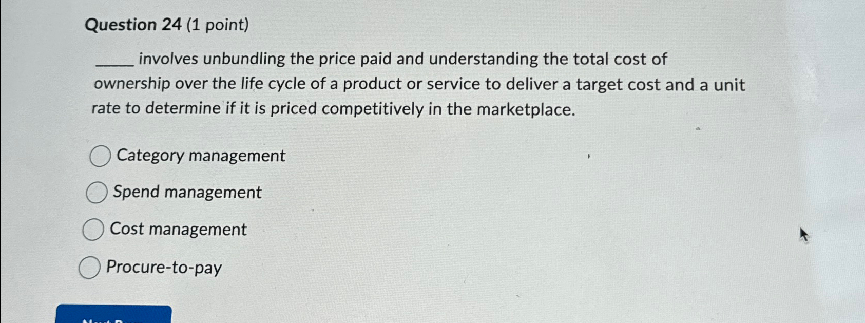  Question 24(1 point) involves unbundling the price paid and understanding the