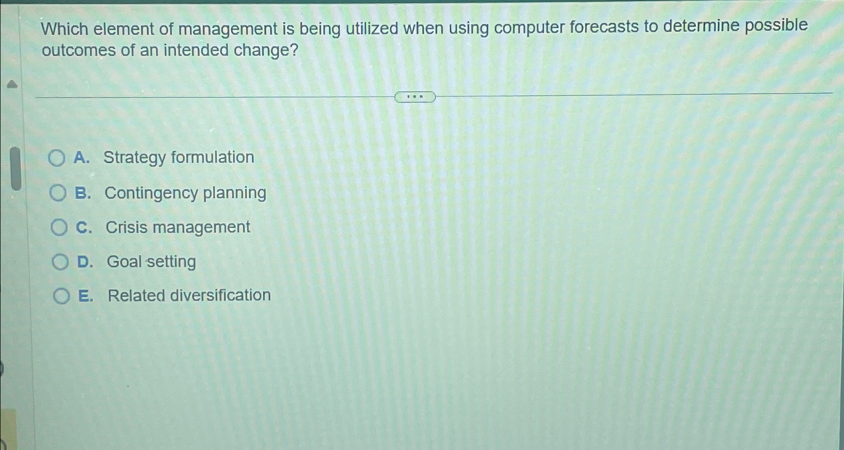  Which element of management is being utilized when using computer forecasts