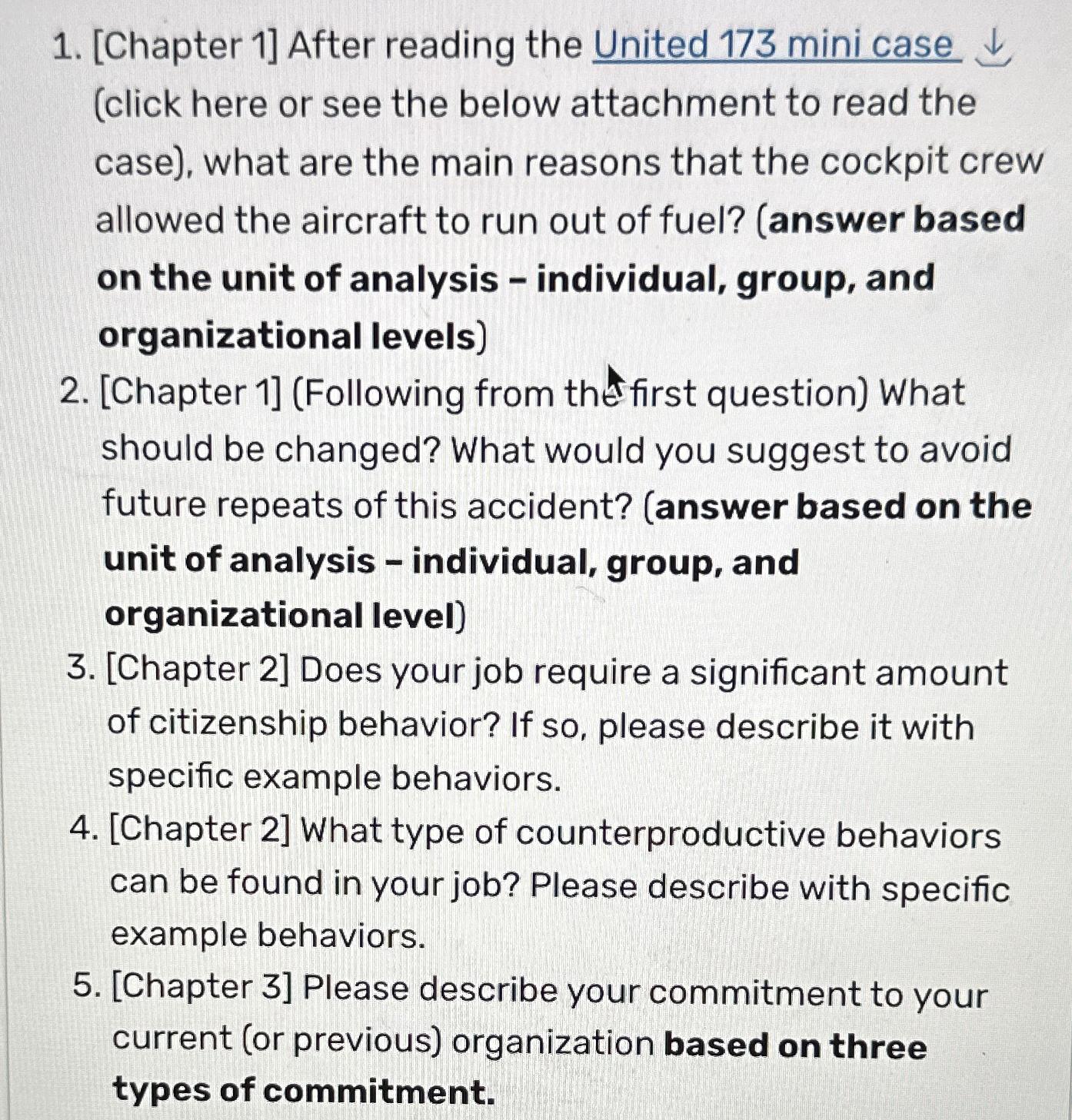  [Chapter 1] After reading the United 173 mini case (click here