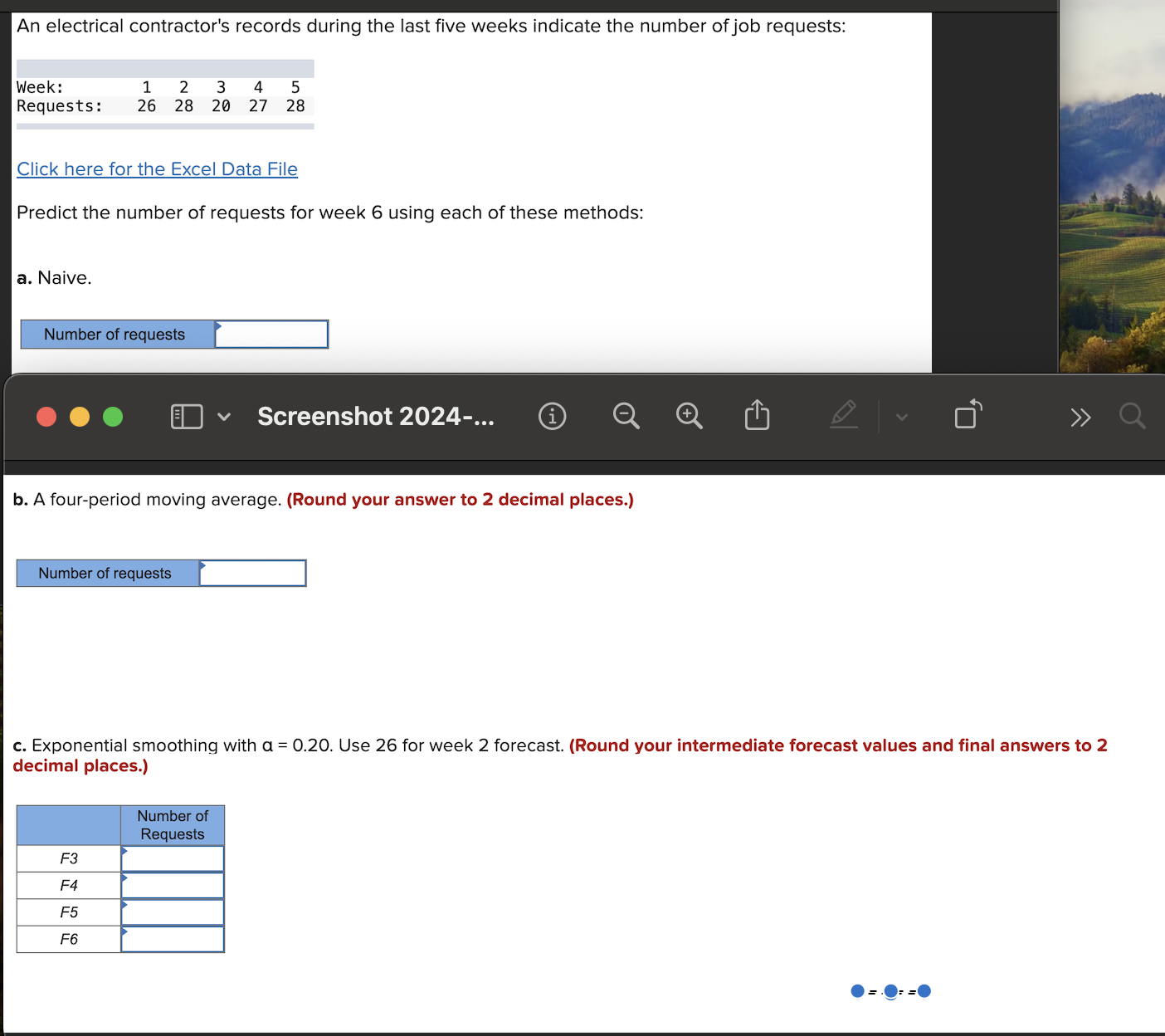  An electrical contractor's records during the last five weeks indicate the