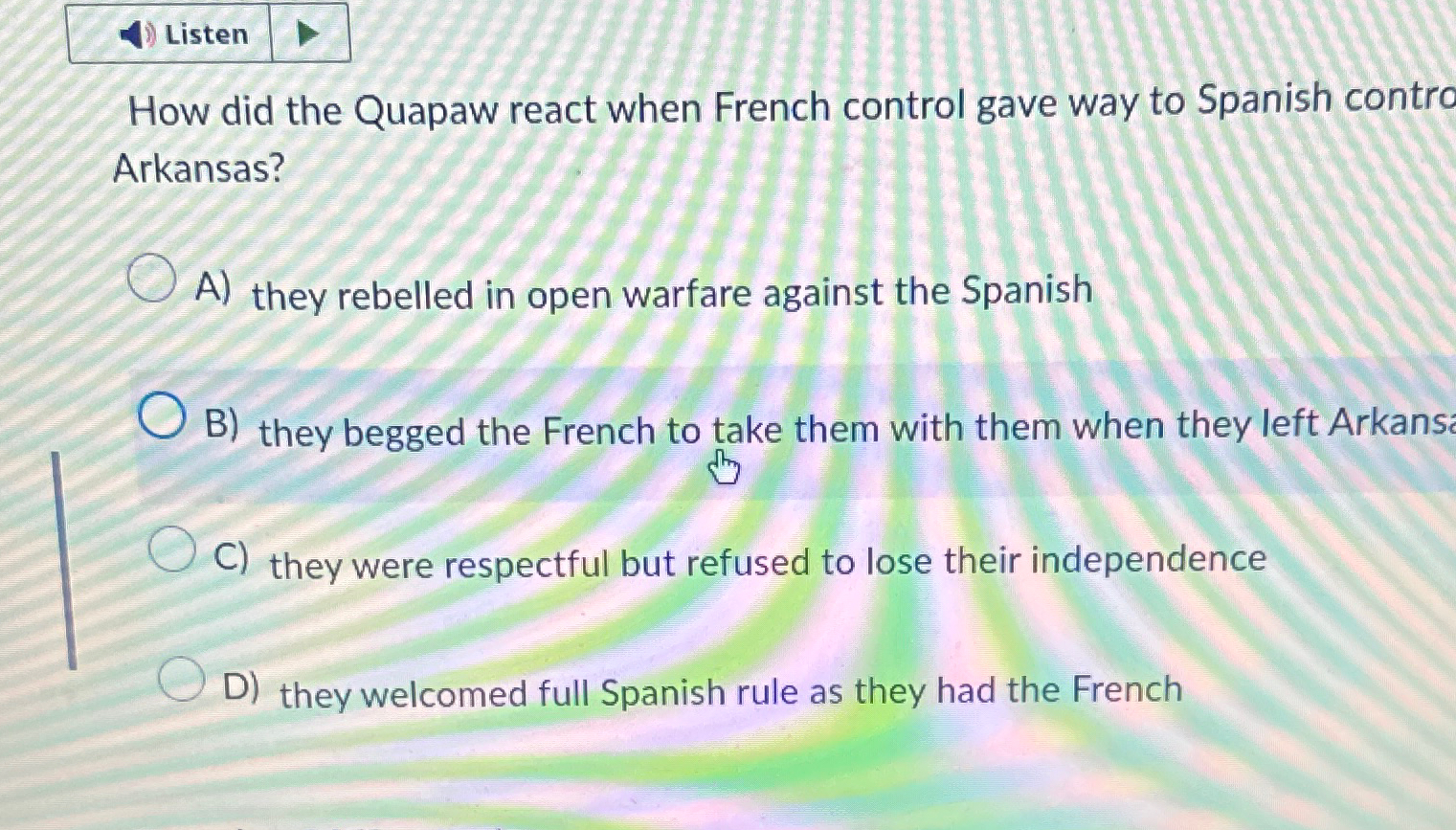  Listen How did the Quapaw react when French control gave way