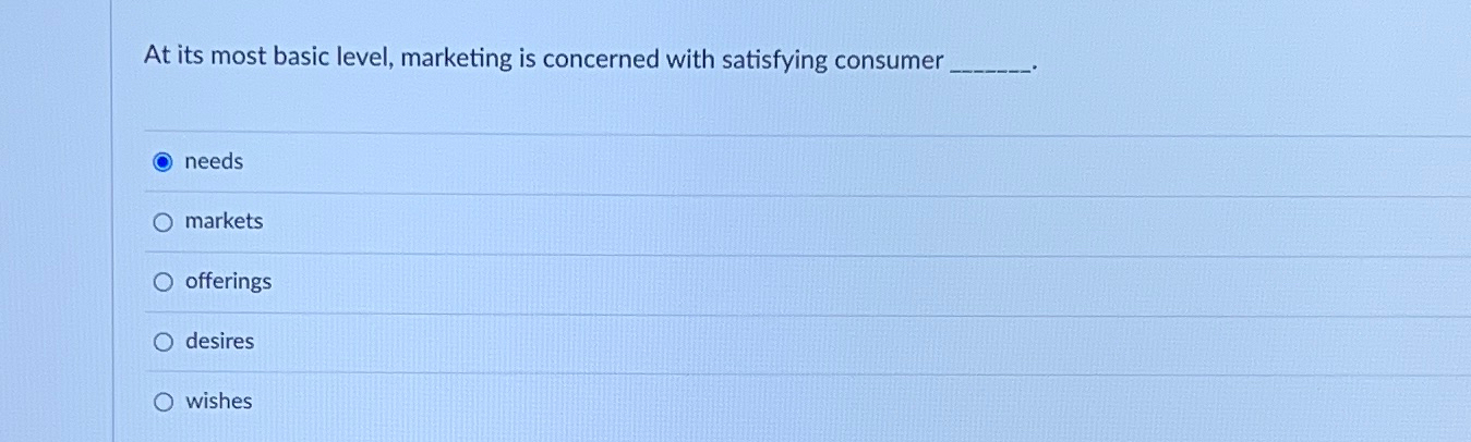  At its most basic level, marketing is concerned with satisfying consumer