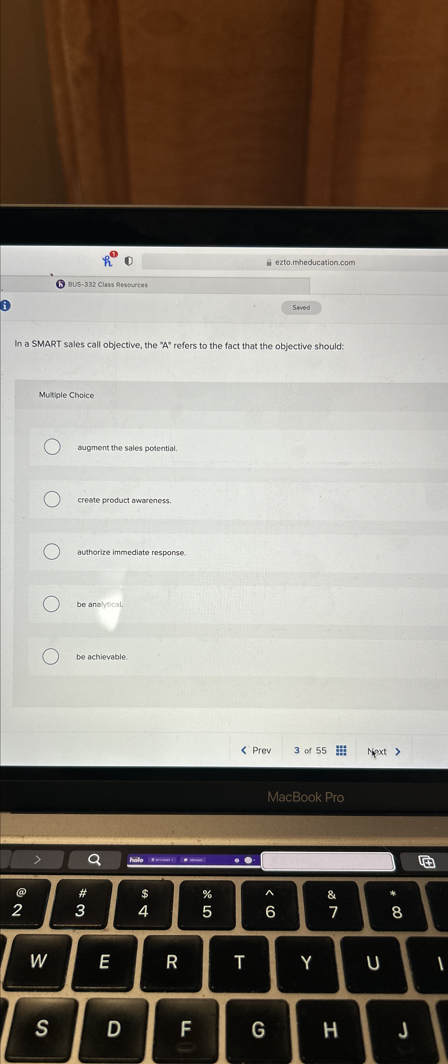  i In a SMART sales call objective, the "A" refers to