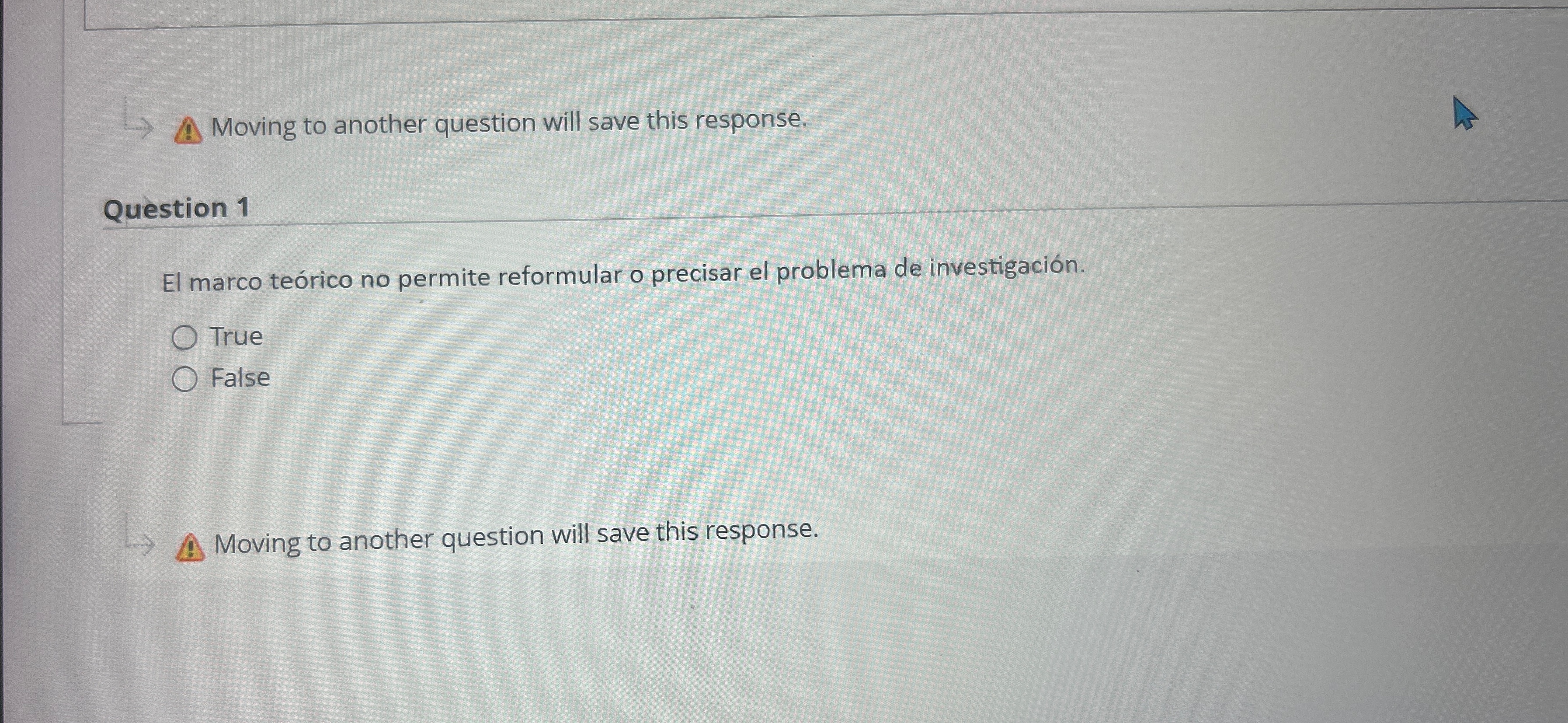  Moving to another question will save this response. Question 1 El