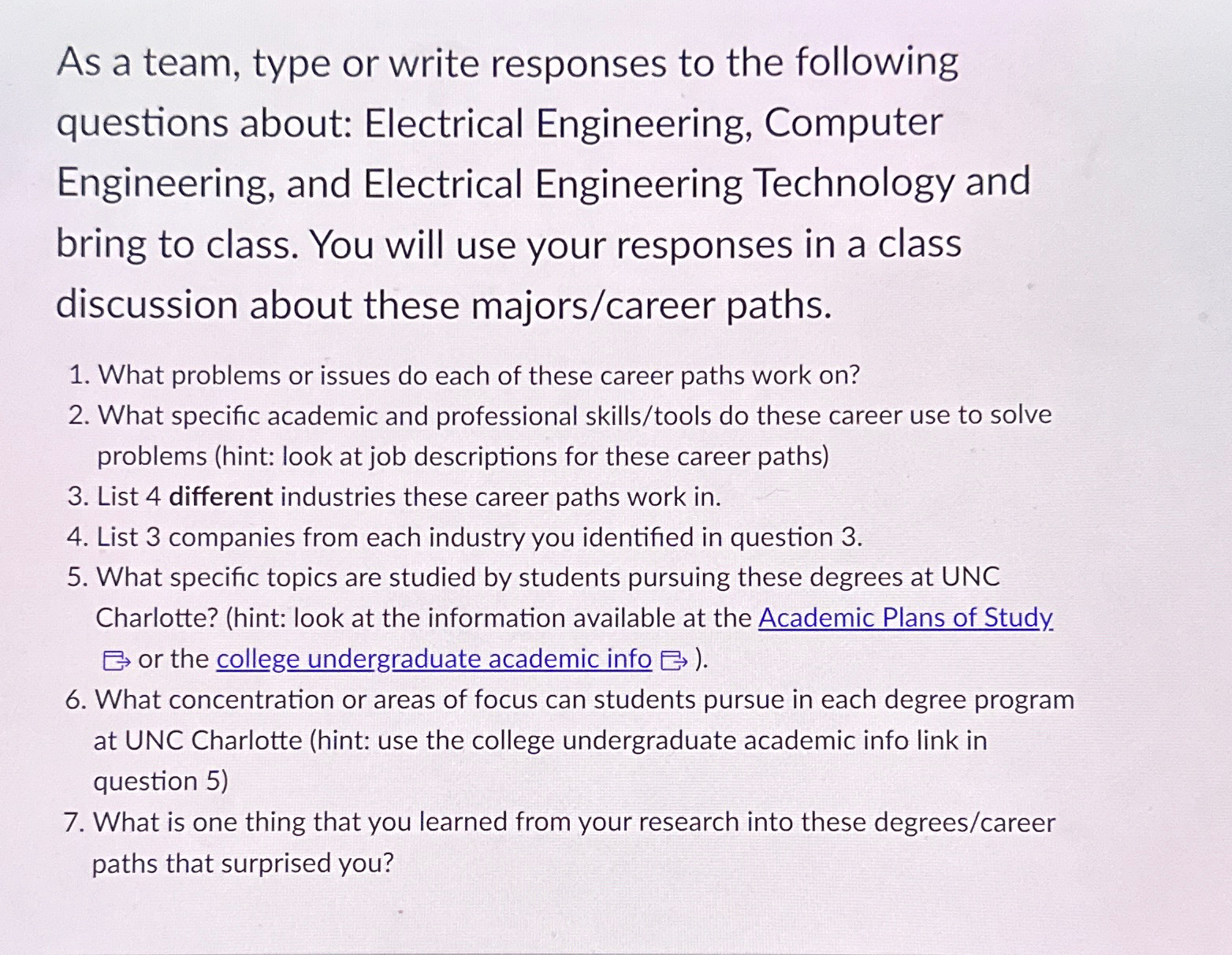  As a team, type or write responses to the following questions