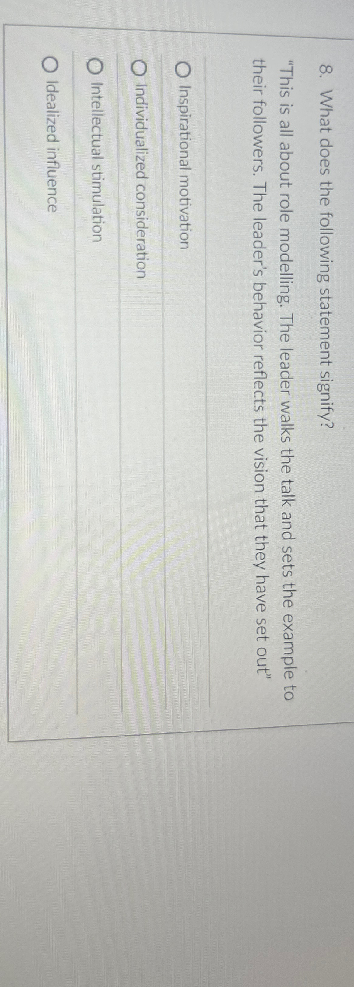  What does the following statement signify? "This is all about role