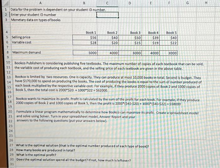 please show how to solve step by step in Excel!thank you Bookco