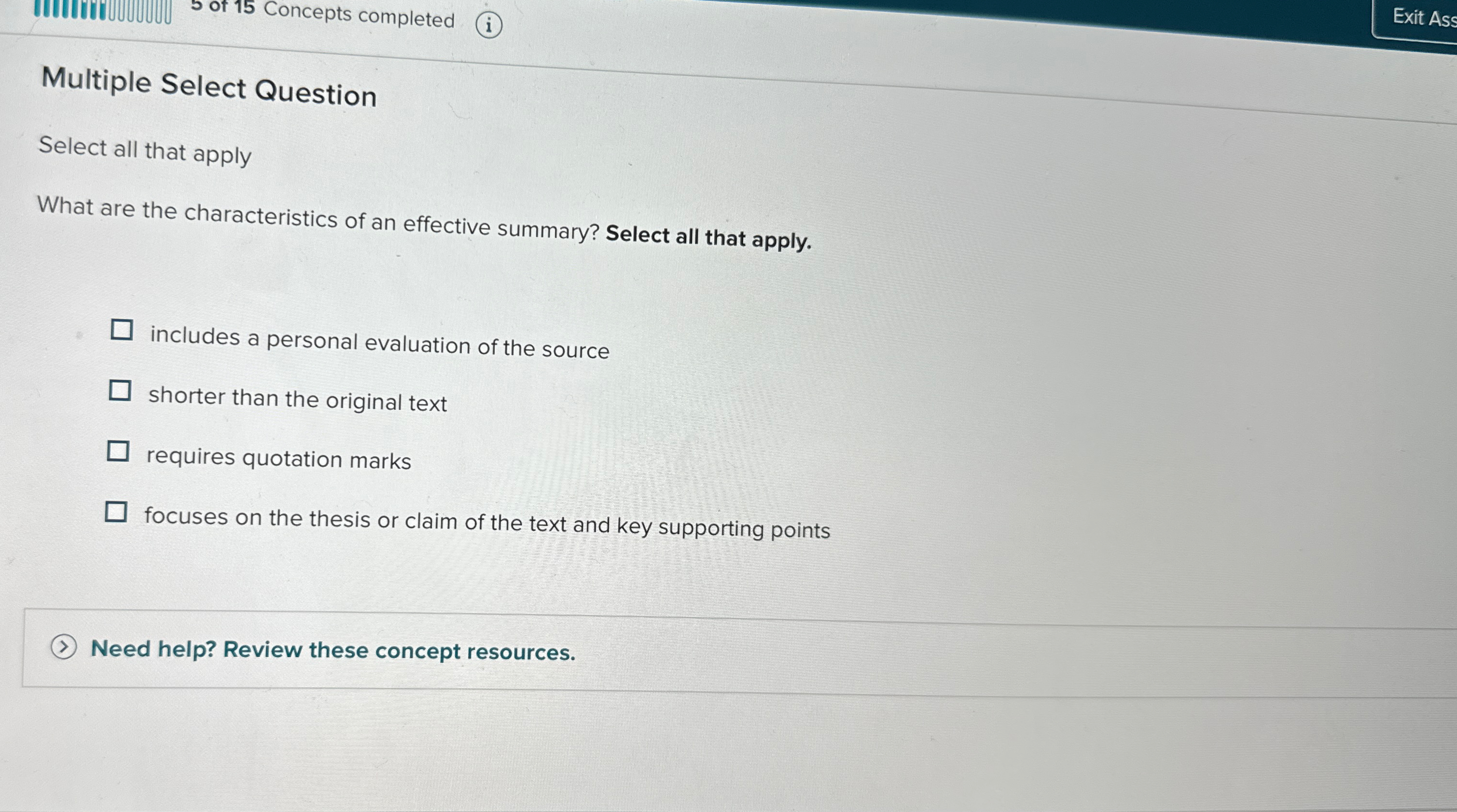  Multiple Select Question Select all that apply What are the characteristics