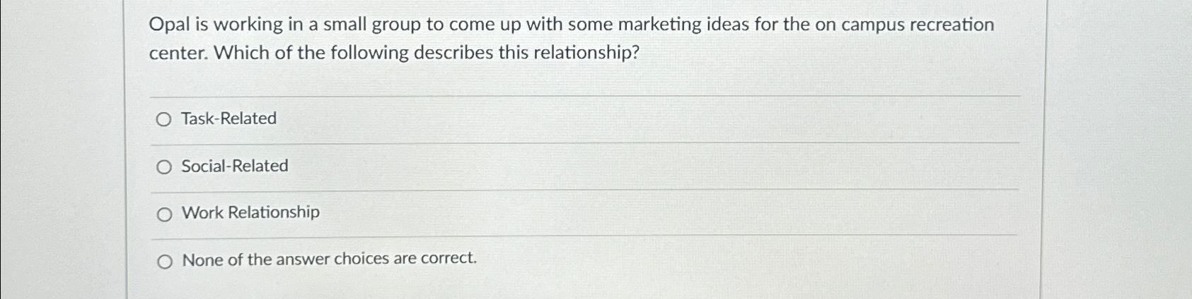  Opal is working in a small group to come up with