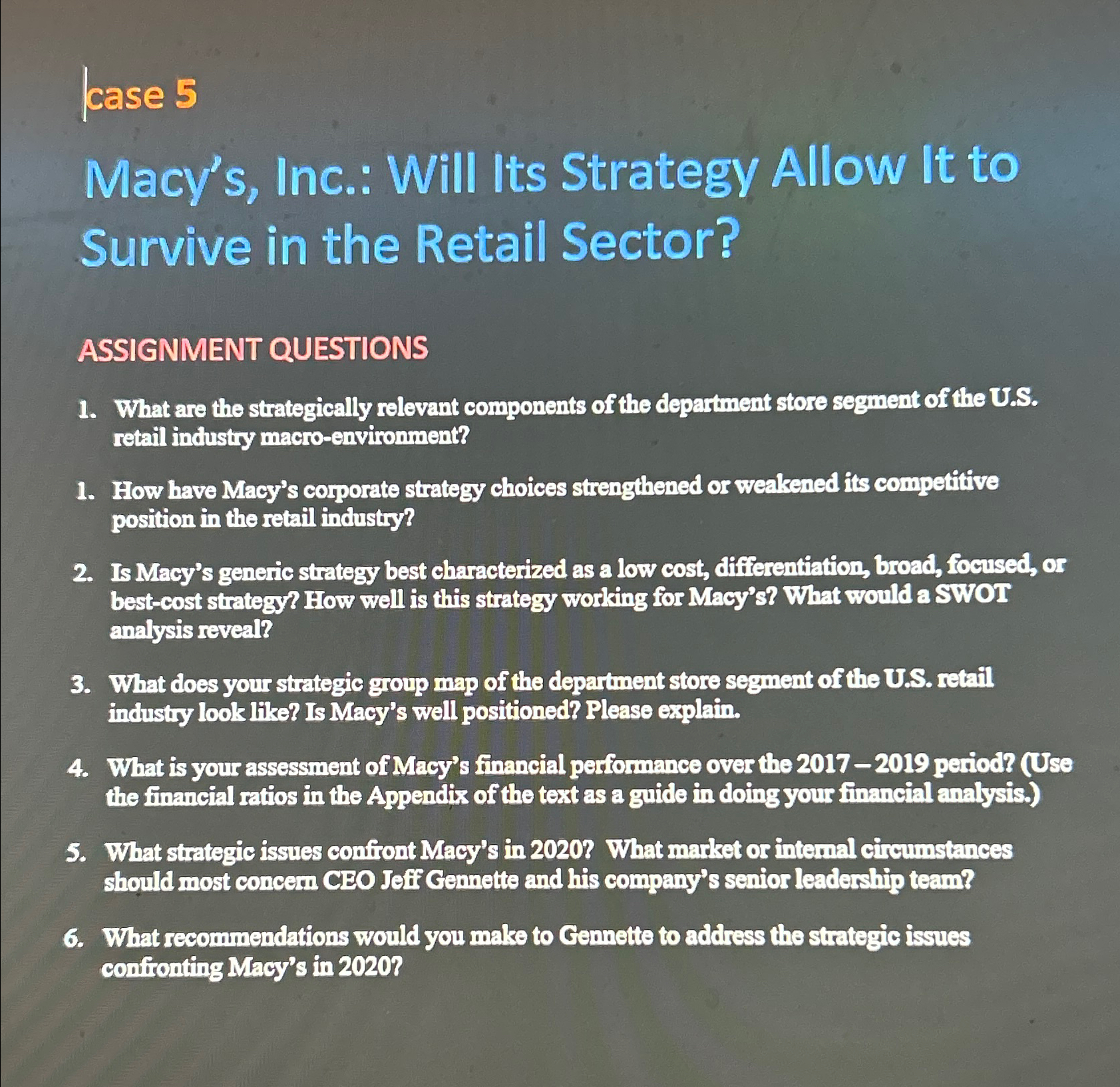  case 5 Macy's, Inc.: Will lts Strategy Allow It to Survive