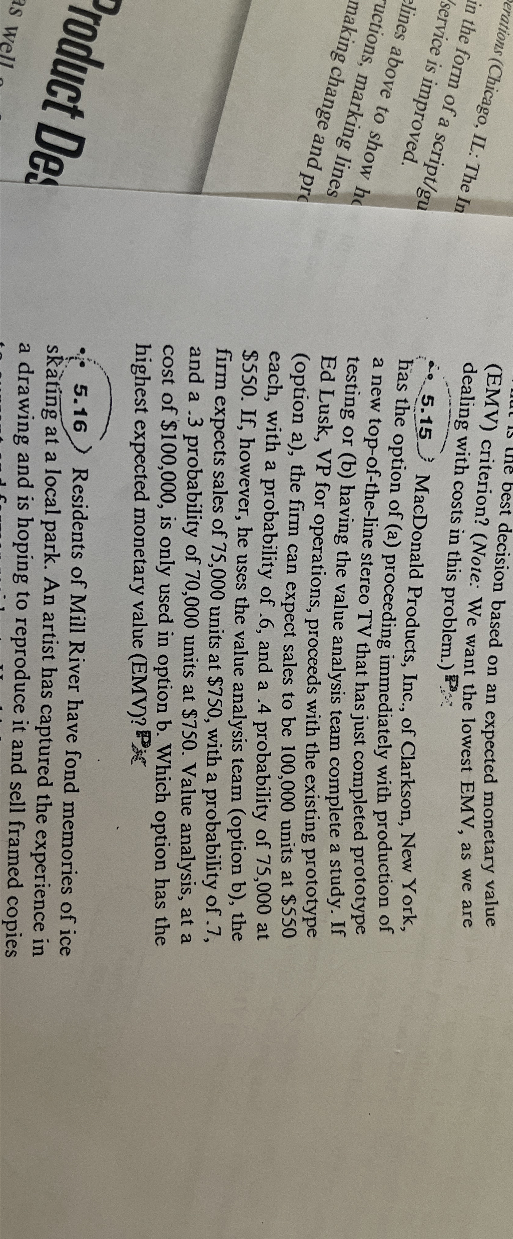 (EMV) critest decision based on an expected monetary value dealin criterion?