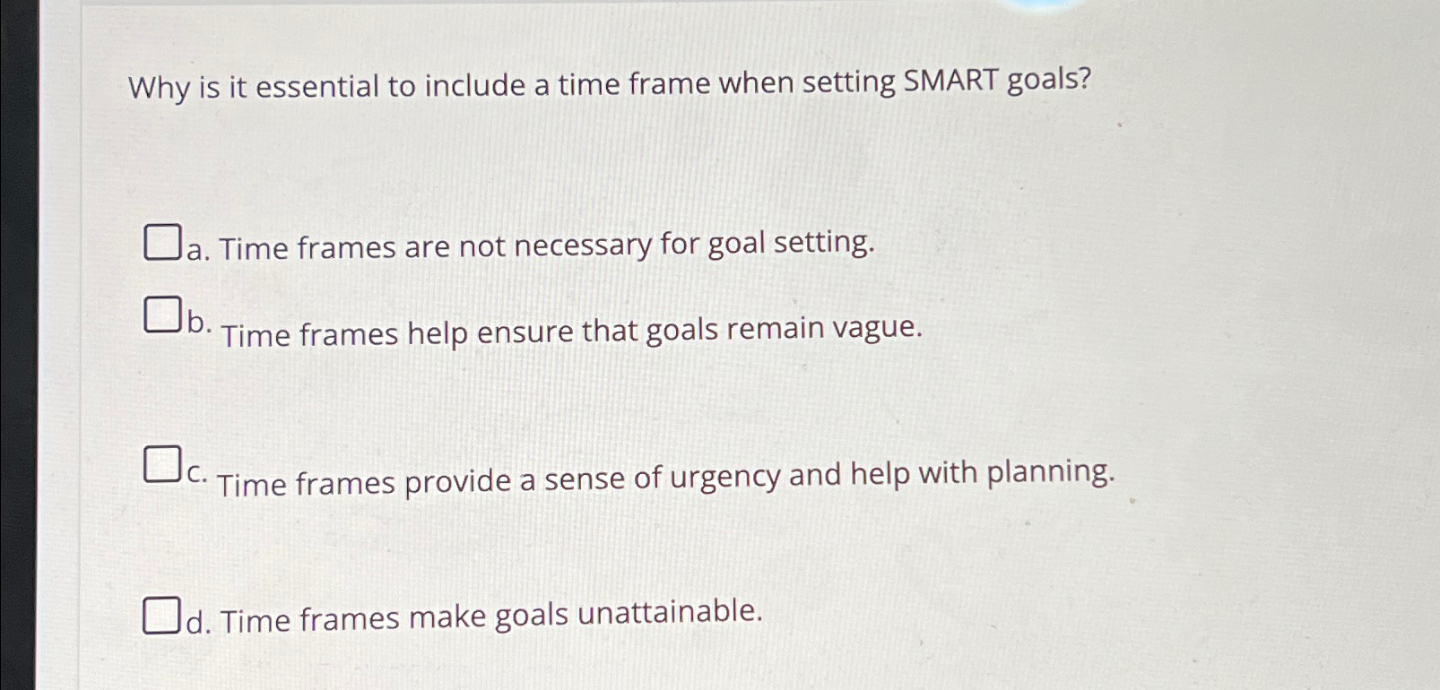  Why is it essential to include a time frame when setting