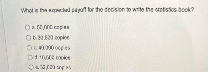  What is the expected payoff for the decision to write the