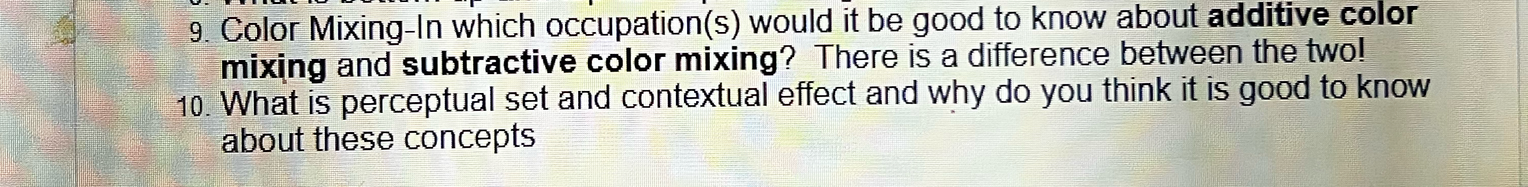  Color Mixing-In which occupation(s) would it be good to know about