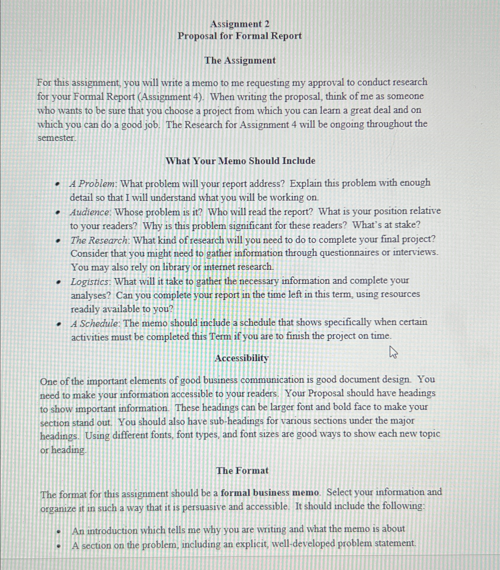  Assignment 2 Proposal for Formal Report The Assignment For this assignment,