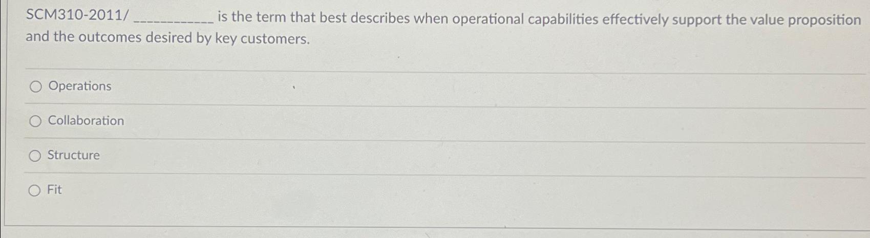  SCM310-2011/ is the term that best describes when operational capabilities effectively