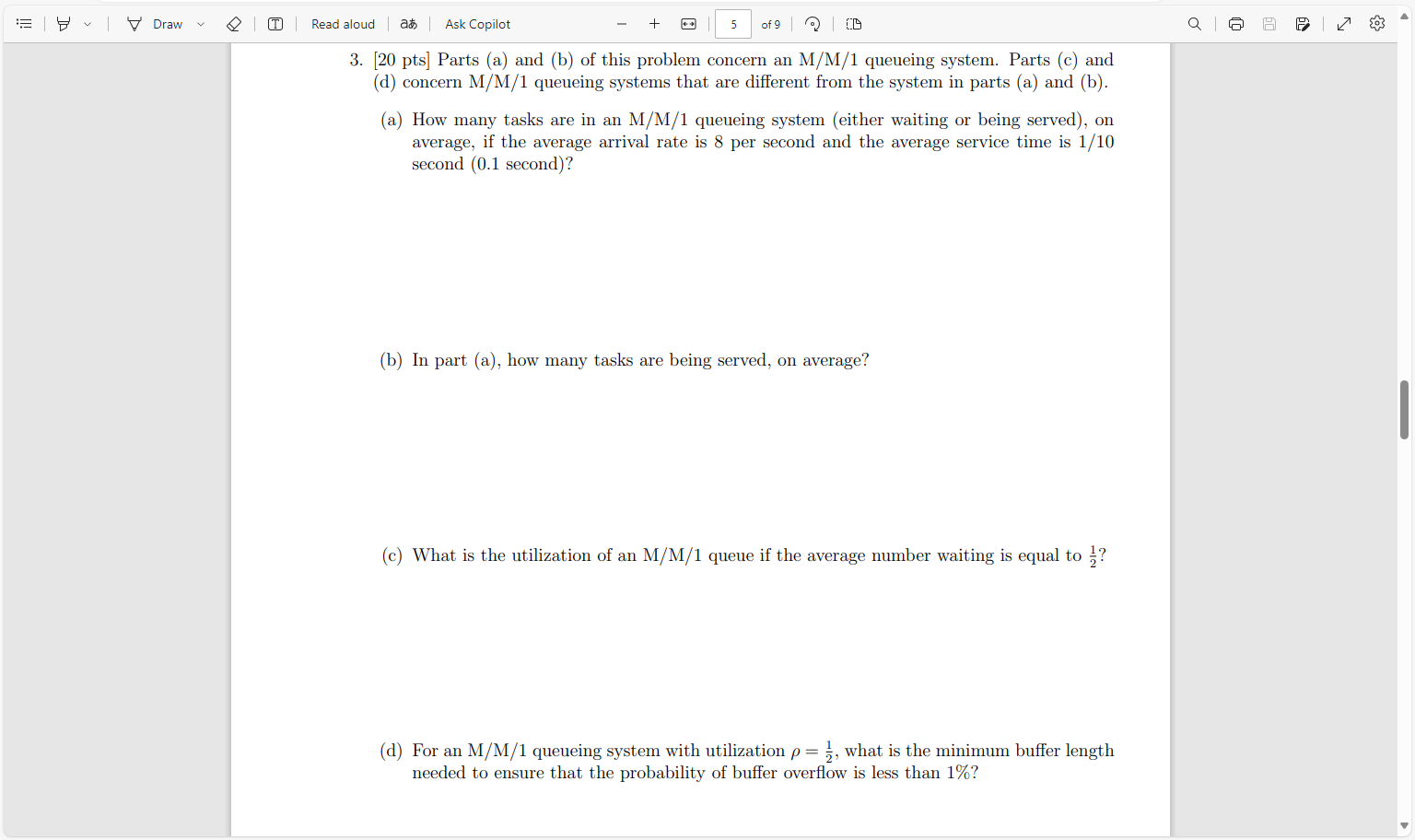  [20 pts] Parts (a) and (b) of this problem concern an