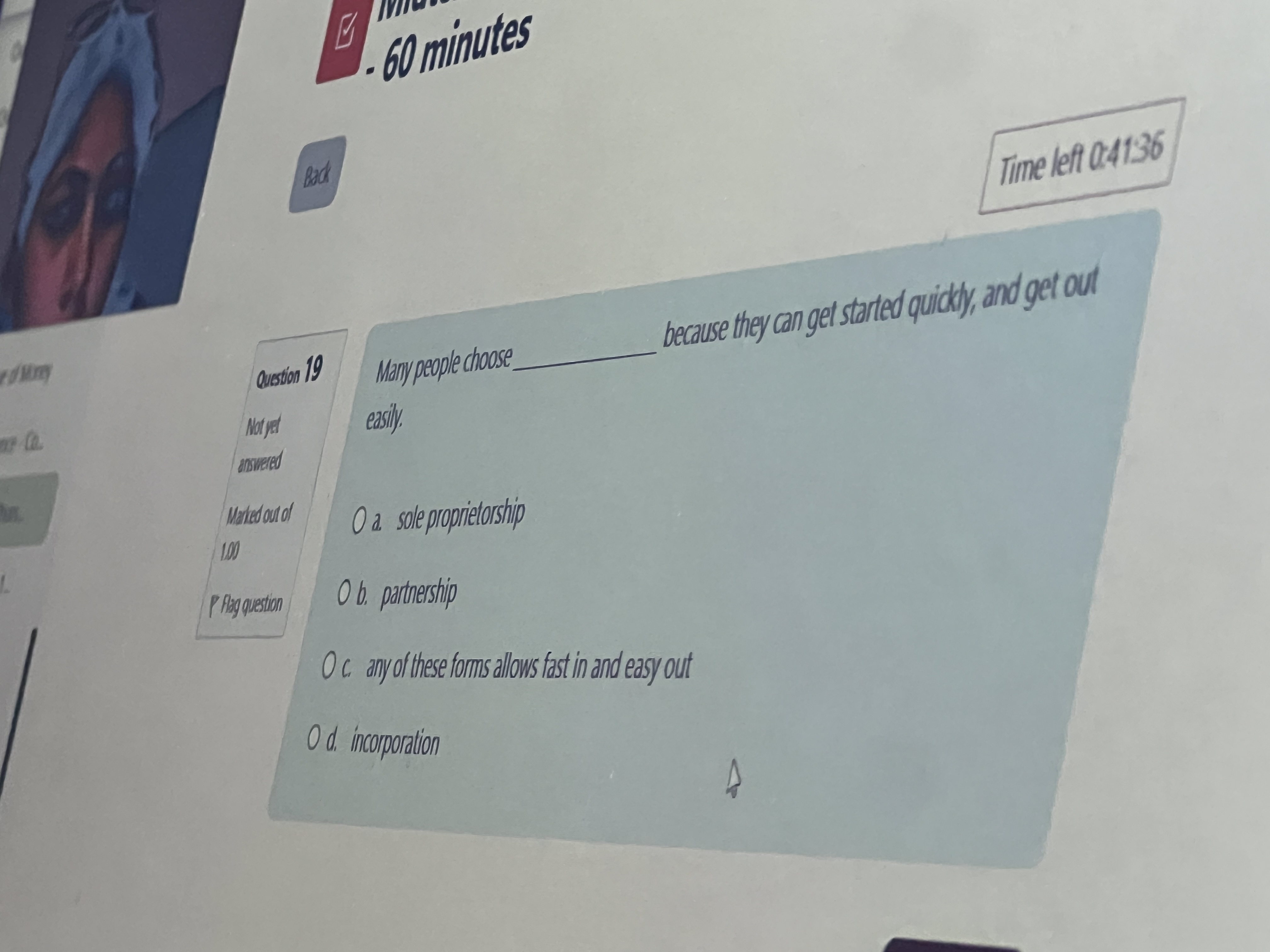  60 minutes Bod Time left 0.4136 Manypeople choose because they can