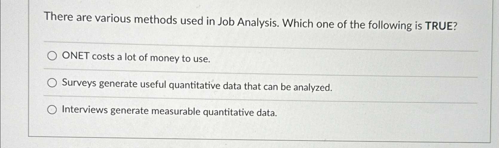  There are various methods used in Job Analysis. Which one of