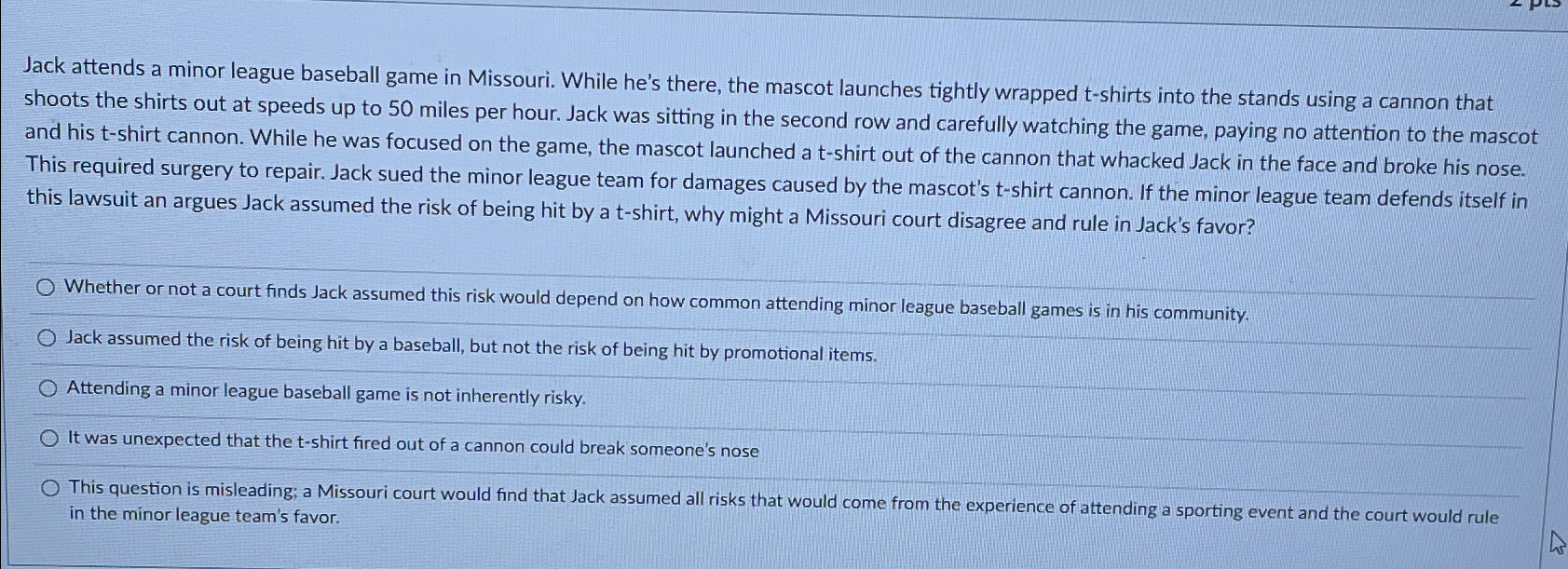  Jack attends a minor league baseball game in Missouri. While he's