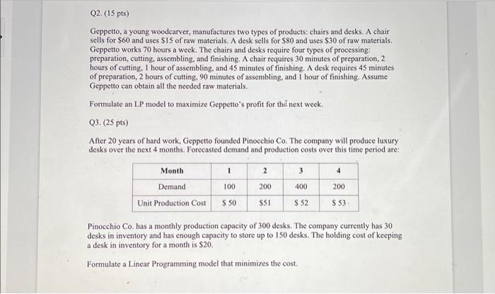 Please help me formulate an LP model showing all work for both