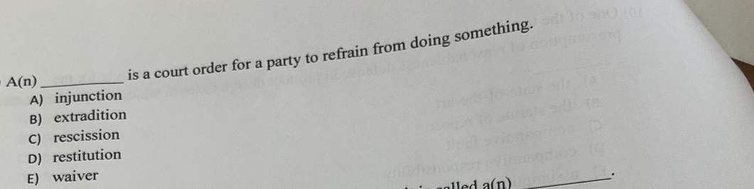  A(n) is a court order for a party to refrain from