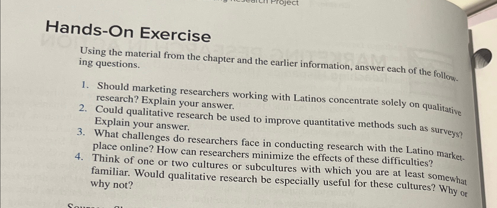  Hands-On Exercise Using the material from the chapter and the earlier