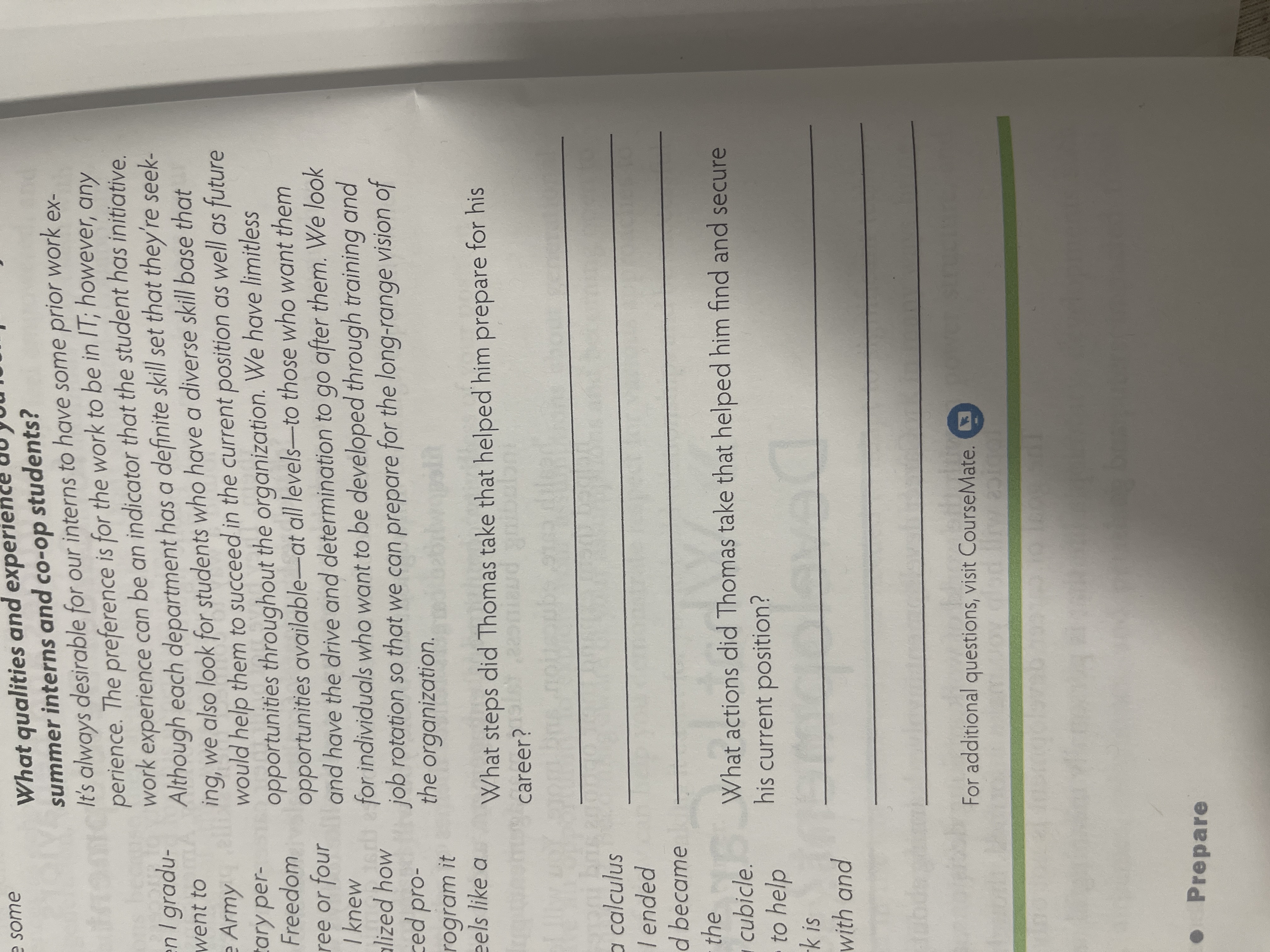  What qualities and experience summer interns and co-op students? It's always