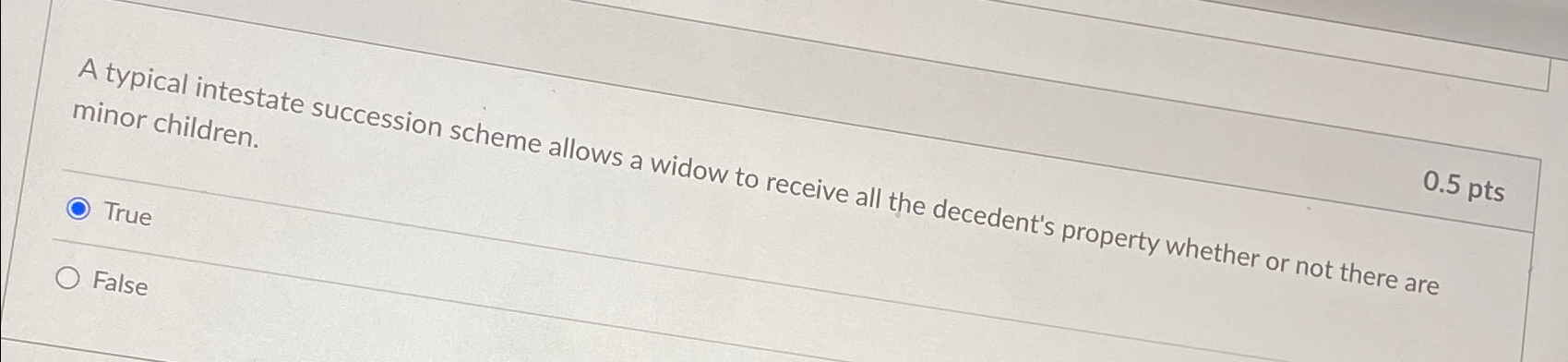  A typical intest 0.5pts minor children. succession scheme allows a widow