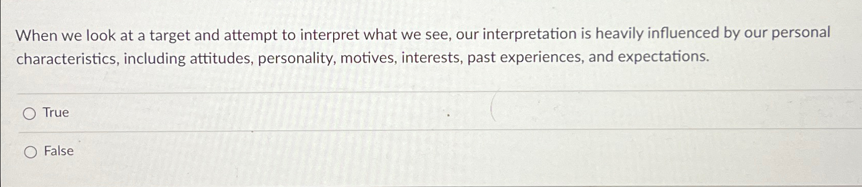  When we look at a target and attempt to interpret what