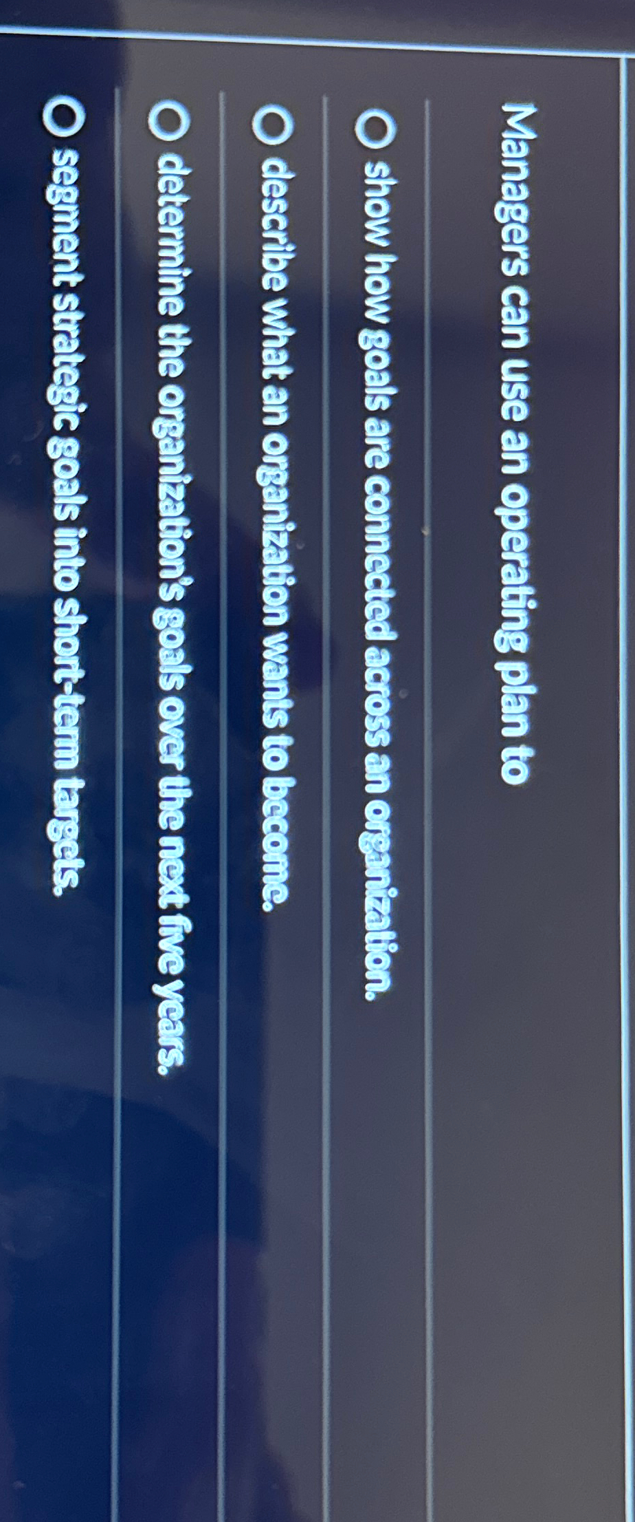 Managers can use an operating plan to show how goals are