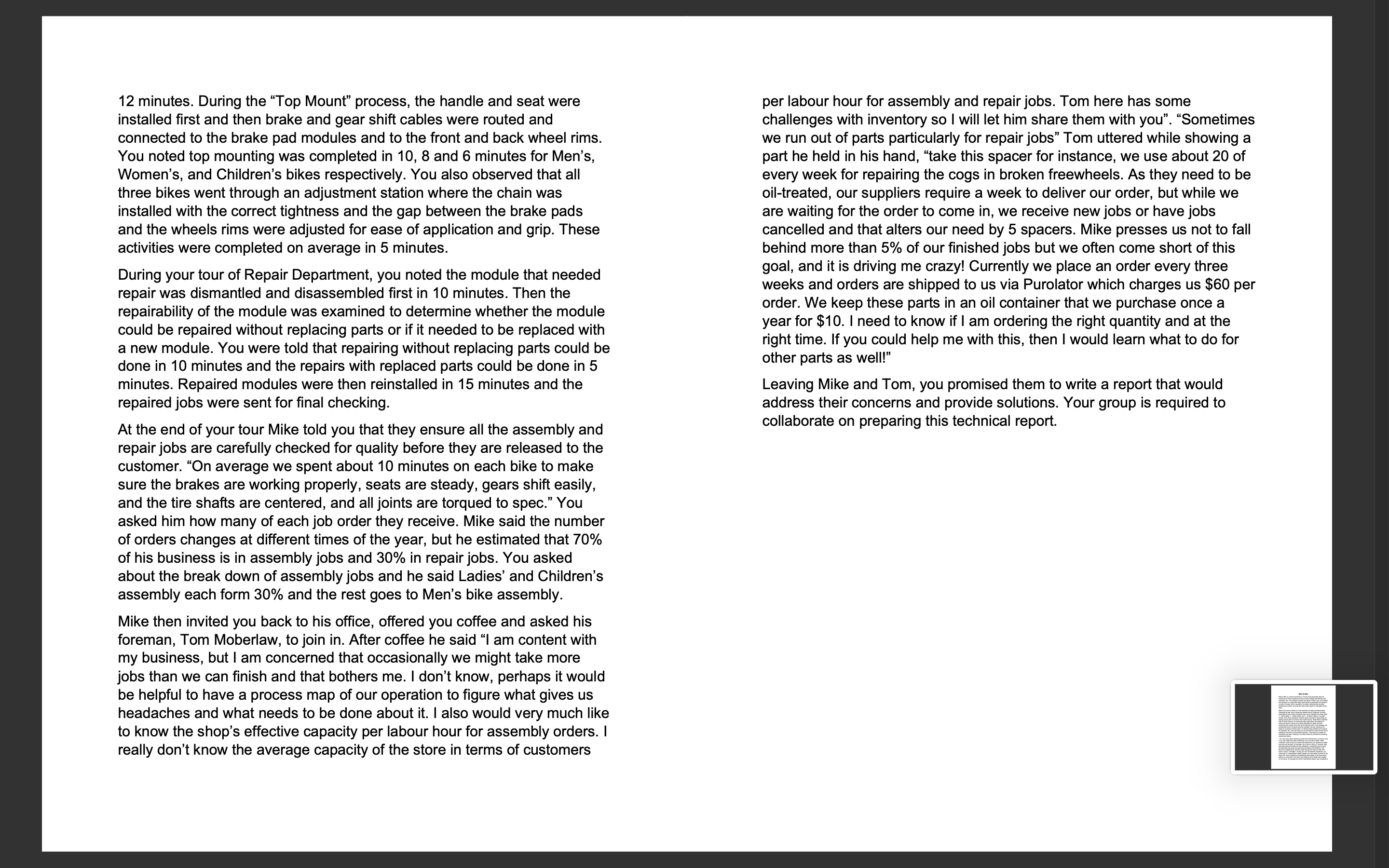 operational analysis identifying process improvement opportunities and solutions (based on the process