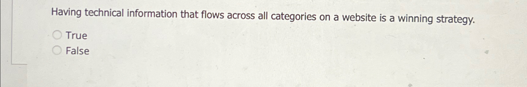  Having technical information that flows across all categories on a website
