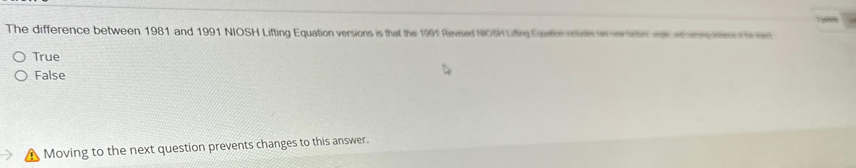  THe difference between 1981 and 1991 True False Moving to the