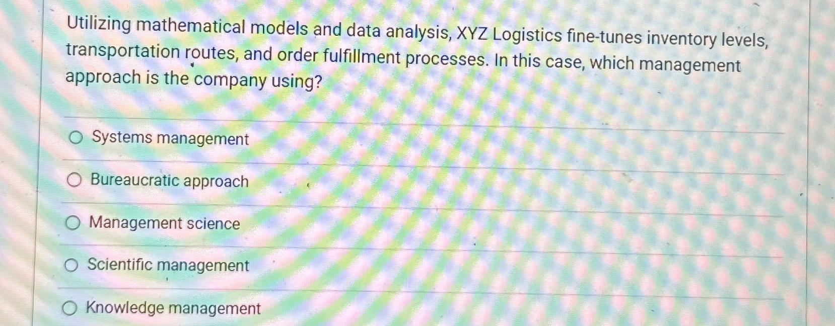 Utilizing mathematical models and data analysis, XYZ Logistics fine-tunes inventory levels,