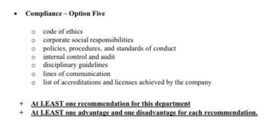 The company name is Tim Hortons - Compliance-Option Five code of