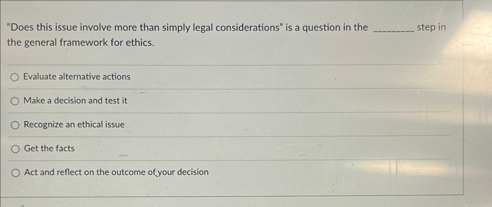  "Does this issue involve more than simply legal considerations" is a