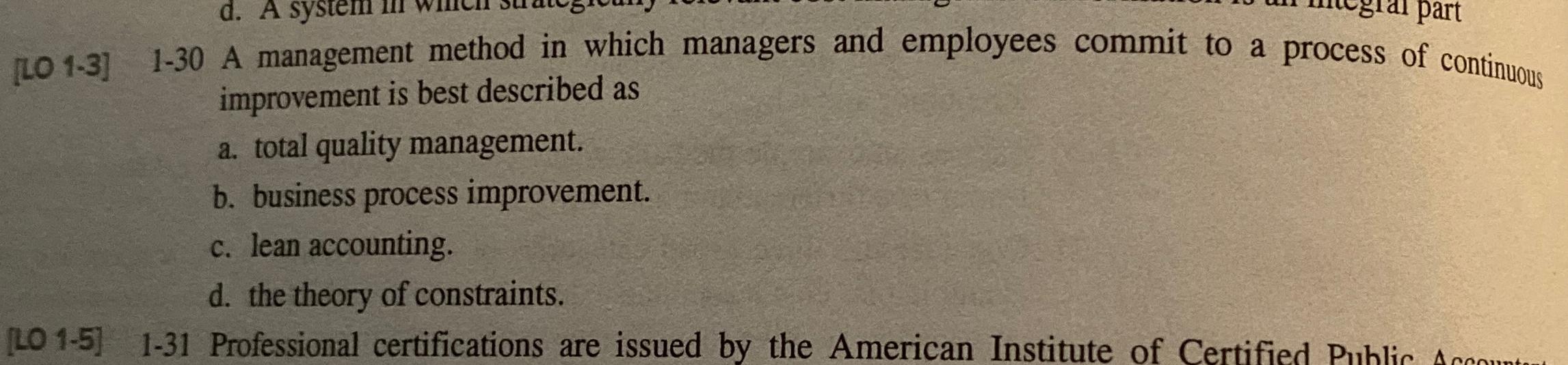  [L01-3]1-30 A management method in which managers and employees commit to