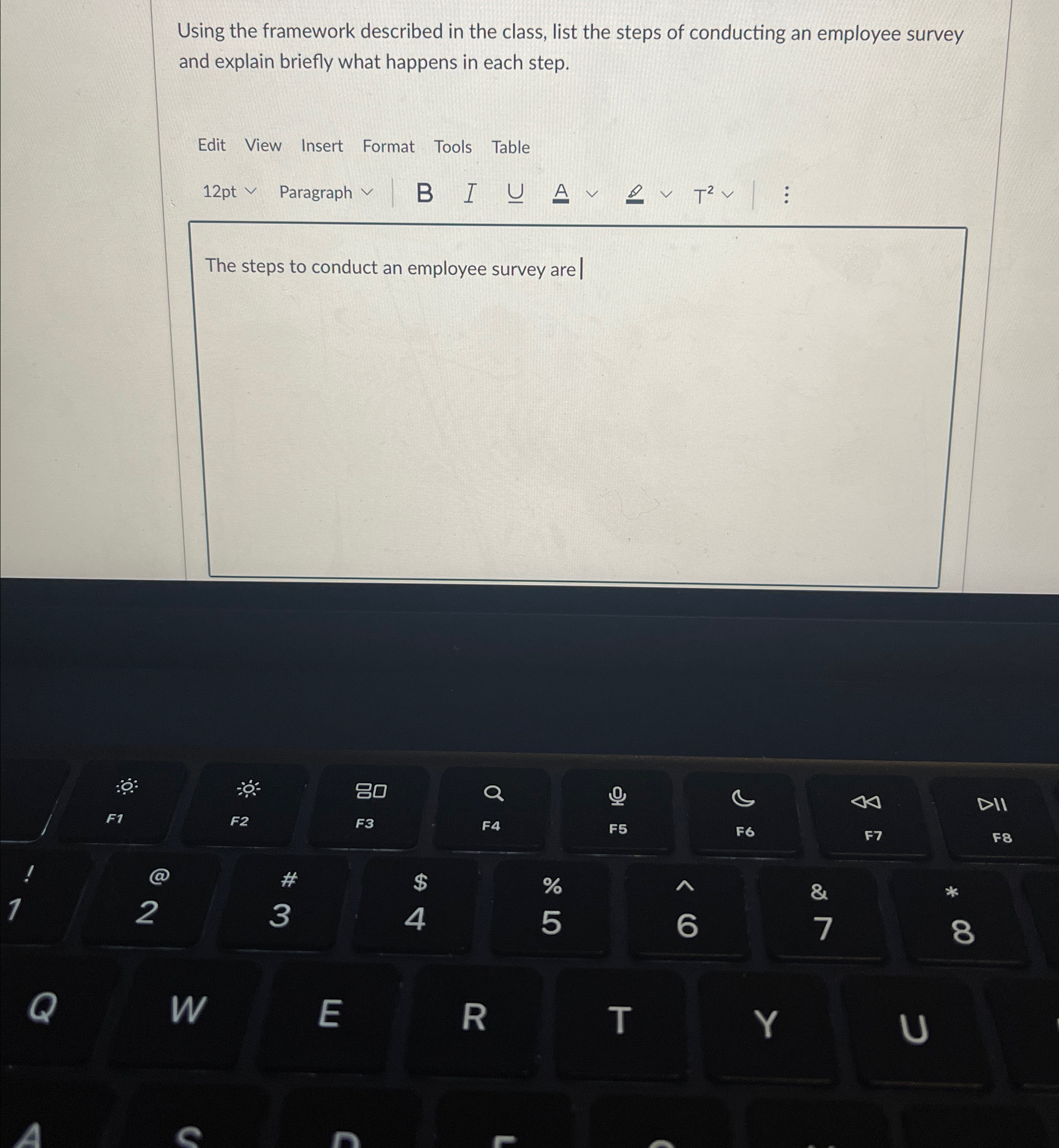  Using the framework described in the class, list the steps of