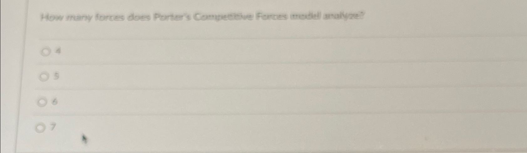  How many forces does Porter's Compettive forces imedell analyze? 4 5