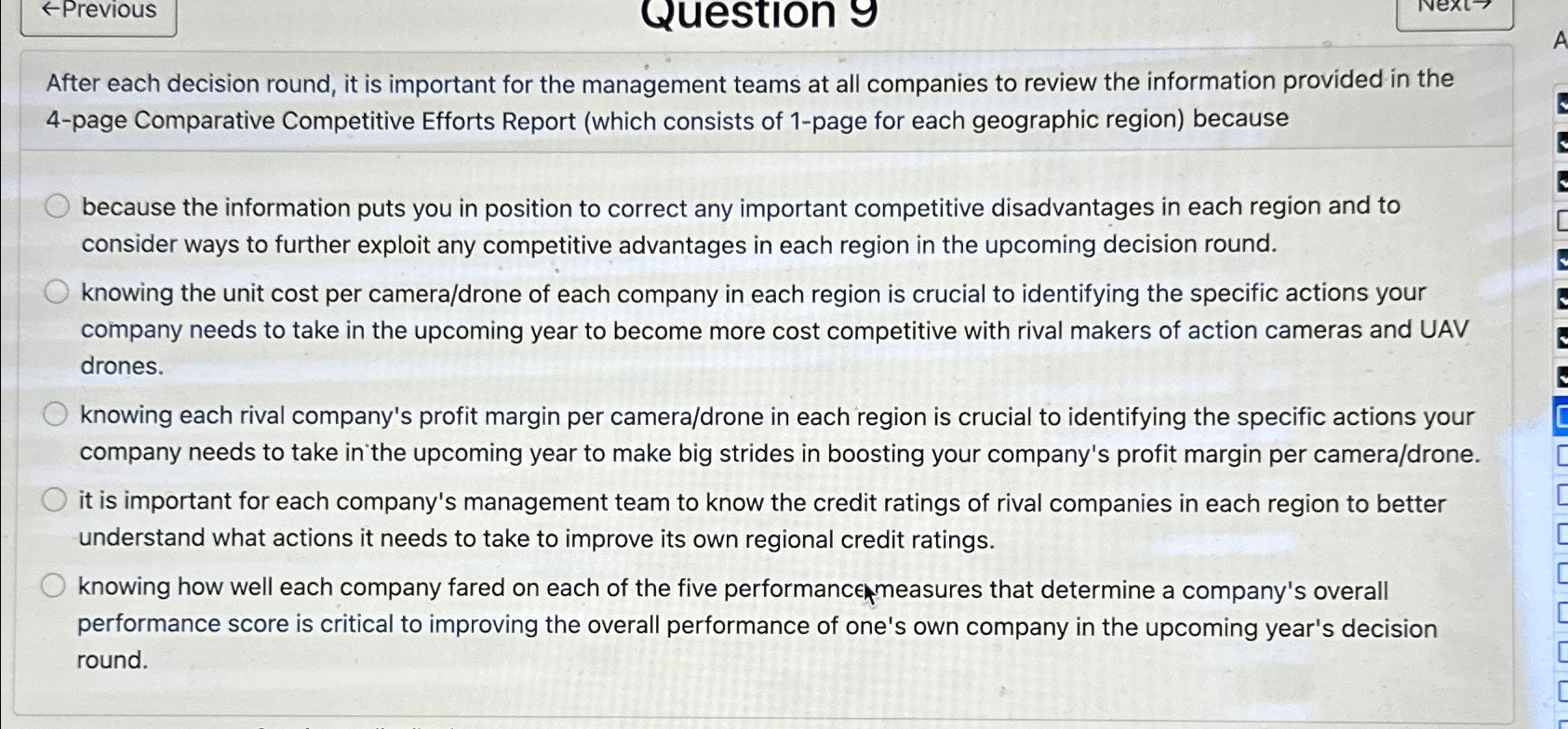  After each decision round, it is important for the management teams