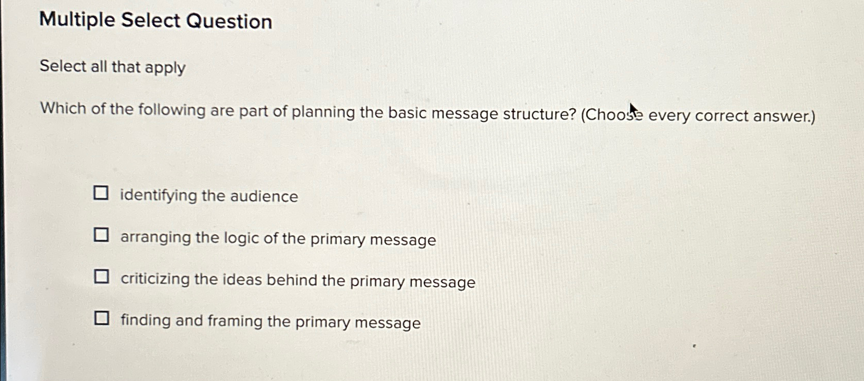  Multiple Select Question Select all that apply Which of the following