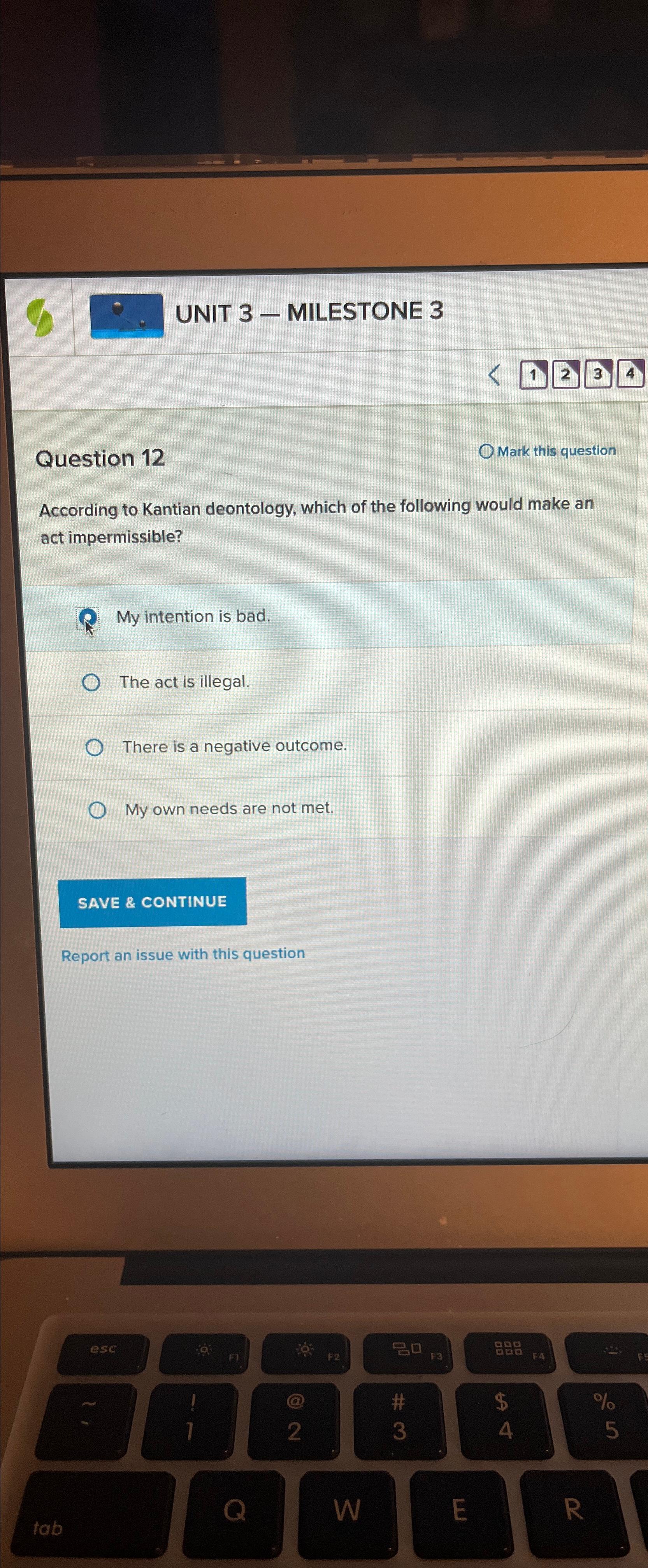  UNIT 3- MILESTONE 3 Question 12 Mark this question According to