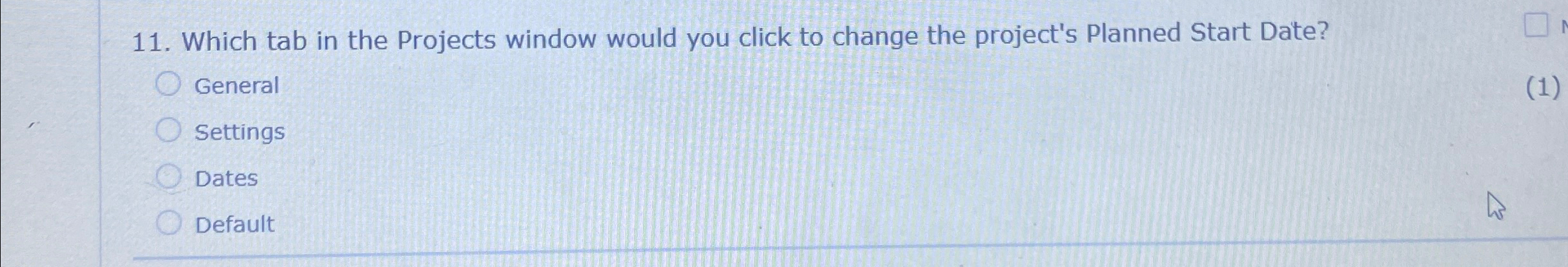  Which tab in the Projects window would you click to change