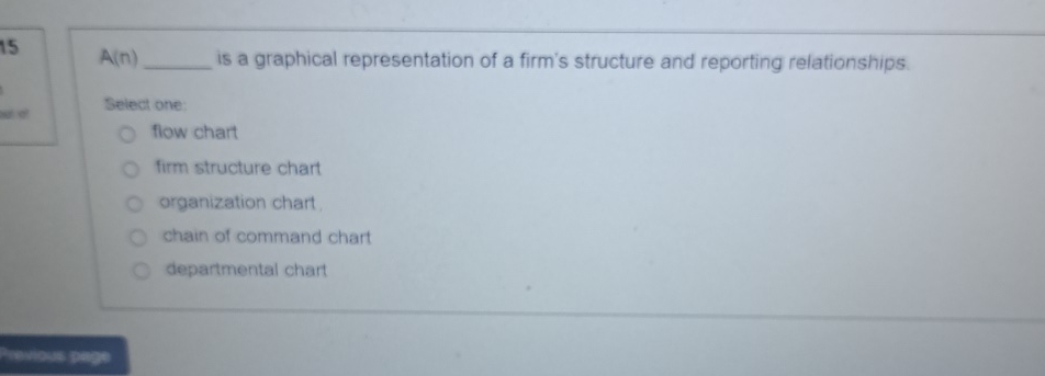  A(n) is a graphical representation of a firm's structure and reporting