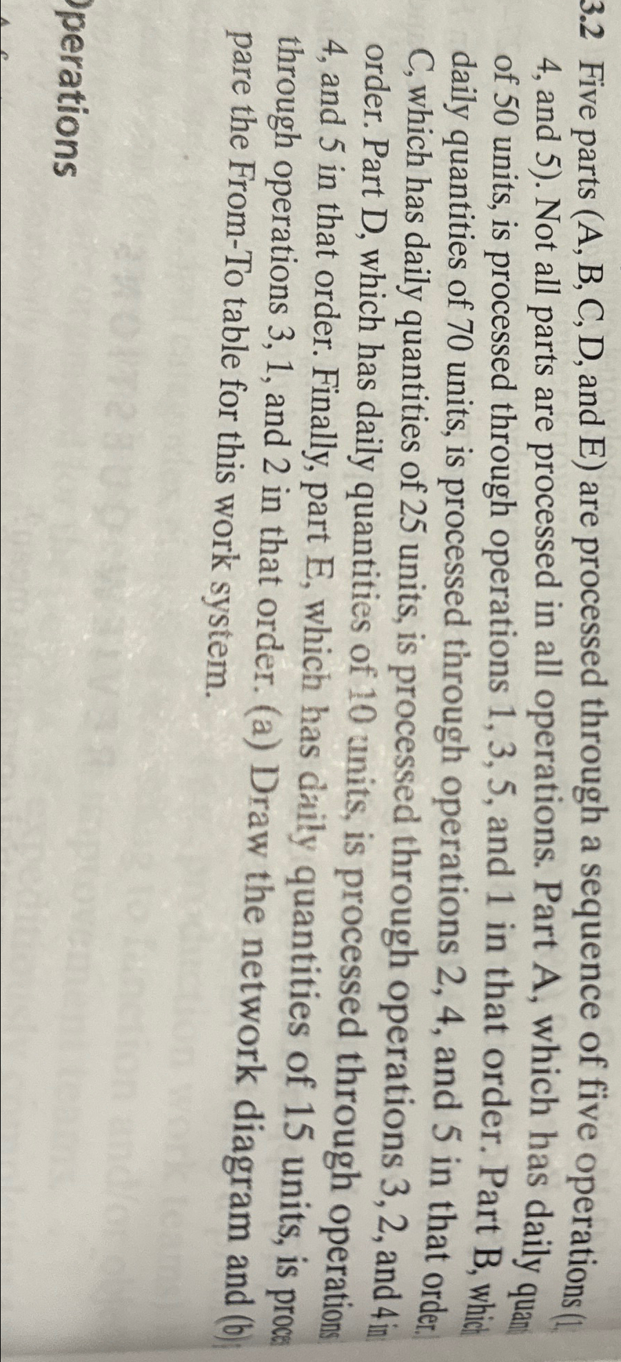  3.2 Five parts (A, B, C, D, and E) are processed