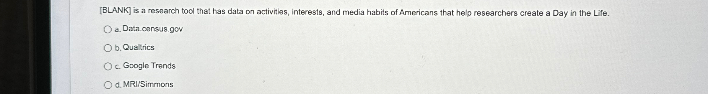  [BLANK] is a research tool that has data on activities, interests,