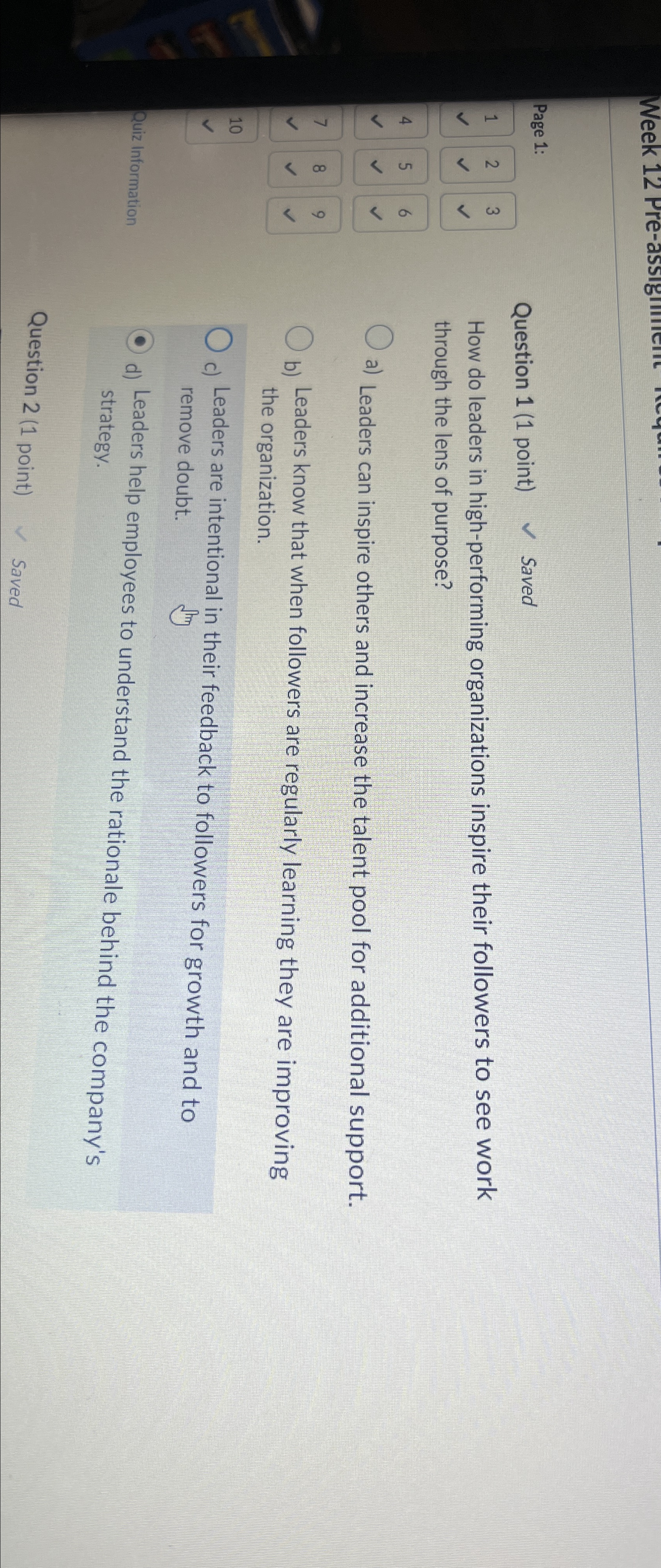  Page 1: Question 1(1 point) Saved 123 How do leaders in