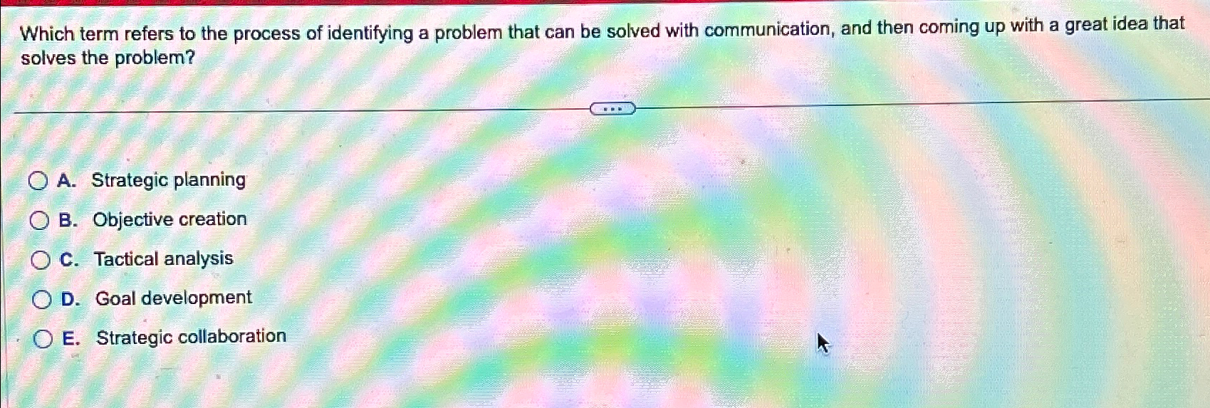  Which term refers to the process of identifying a problem that