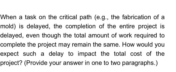 SYSTEM DESIGN When a task on the critical path (e.g., the fabrication